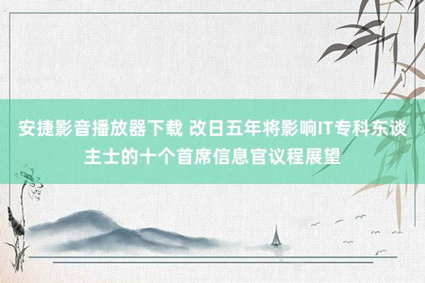 安捷影音播放器下载 改日五年将影响IT专科东谈主士的十个首席信息官议程展望