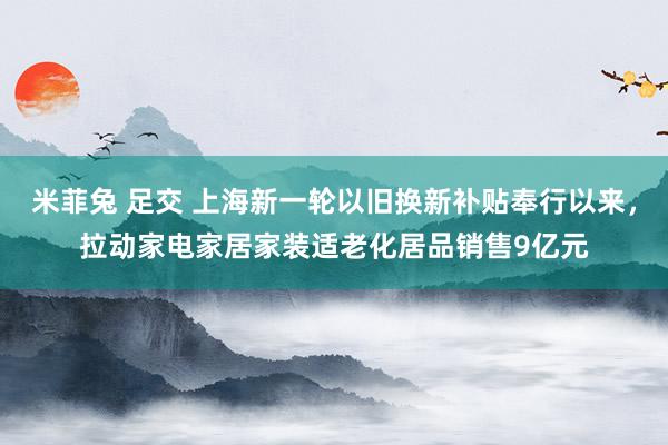 米菲兔 足交 上海新一轮以旧换新补贴奉行以来，拉动家电家居家装适老化居品销售9亿元