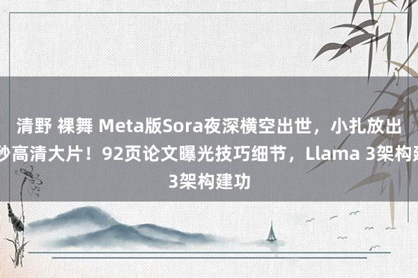 清野 裸舞 Meta版Sora夜深横空出世，小扎放出16秒高清大片！92页论文曝光技巧细节，Llama 3架构建功