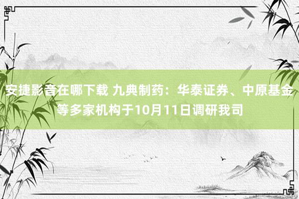 安捷影音在哪下载 九典制药：华泰证券、中原基金等多家机构于10月11日调研我司