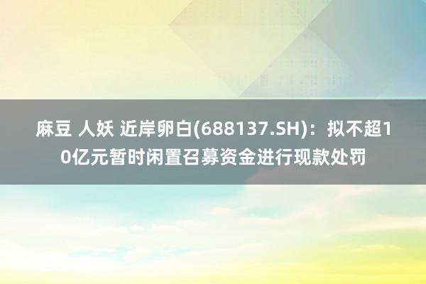 麻豆 人妖 近岸卵白(688137.SH)：拟不超10亿元暂时闲置召募资金进行现款处罚