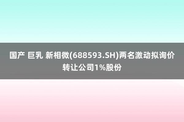 国产 巨乳 新相微(688593.SH)两名激动拟询价转让公司1%股份