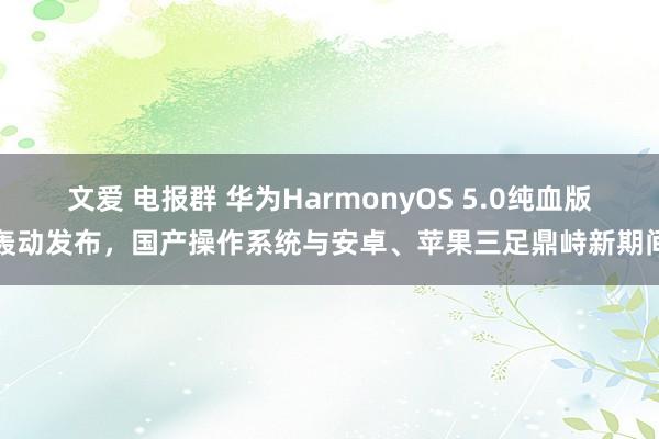 文爱 电报群 华为HarmonyOS 5.0纯血版轰动发布，国产操作系统与安卓、苹果三足鼎峙新期间