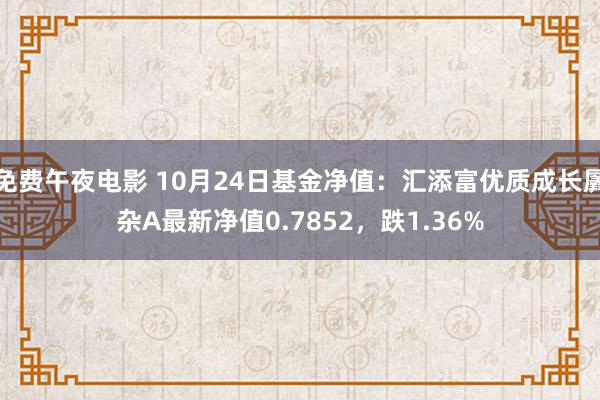 免费午夜电影 10月24日基金净值：汇添富优质成长羼杂A最新净值0.7852，跌1.36%