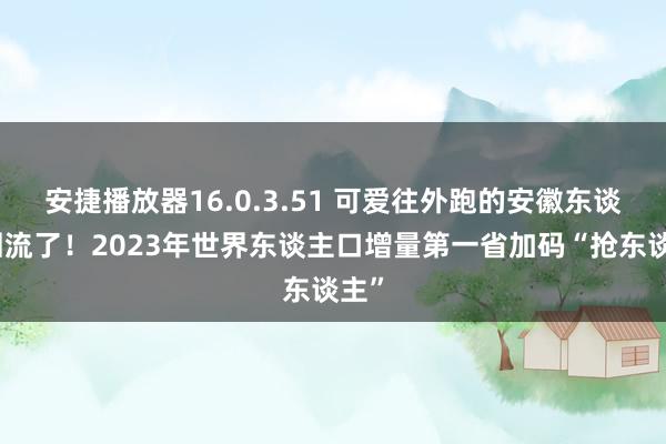 安捷播放器16.0.3.51 可爱往外跑的安徽东谈主回流了！2023年世界东谈主口增量第一省加码“抢东谈主”