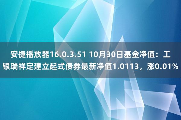 安捷播放器16.0.3.51 10月30日基金净值：工银瑞祥定建立起式债券最新净值1.0113，涨0.01%