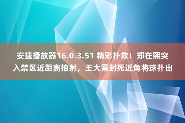 安捷播放器16.0.3.51 精彩扑救！郑在熙突入禁区近距离抽射，王大雷封死近角将球扑出