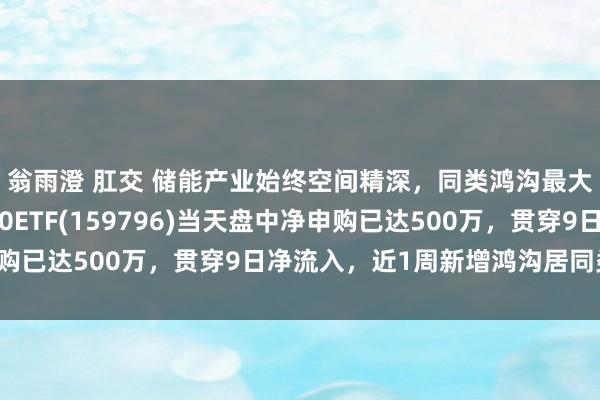 翁雨澄 肛交 储能产业始终空间精深，同类鸿沟最大、费率最低的电板50ETF(159796)当天盘中净申购已达500万，贯穿9日净流入，近1周新增鸿沟居同类第一！