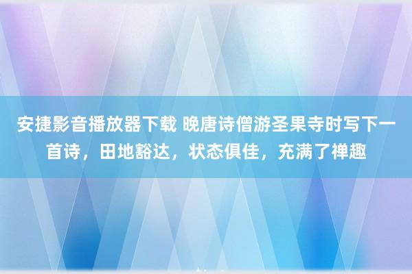 安捷影音播放器下载 晚唐诗僧游圣果寺时写下一首诗，田地豁达，状态俱佳，充满了禅趣