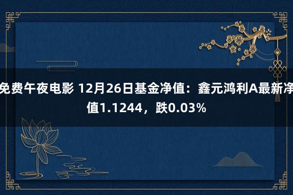 免费午夜电影 12月26日基金净值：鑫元鸿利A最新净值1.1244，跌0.03%