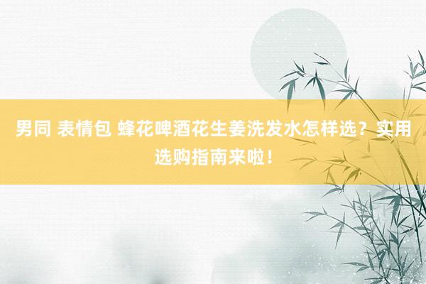 男同 表情包 蜂花啤酒花生姜洗发水怎样选？实用选购指南来啦！