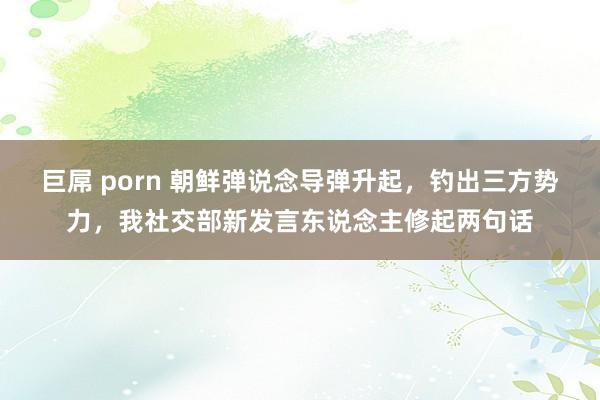 巨屌 porn 朝鲜弹说念导弹升起，钓出三方势力，我社交部新发言东说念主修起两句话