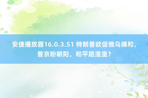 安捷播放器16.0.3.51 特朗普欲促俄乌媾和，普京盼朝阳，和平路漫漫？